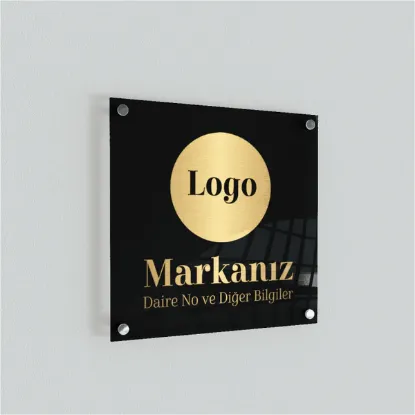 8 mm Siyah Pleksi Kapı Tabelası resmi