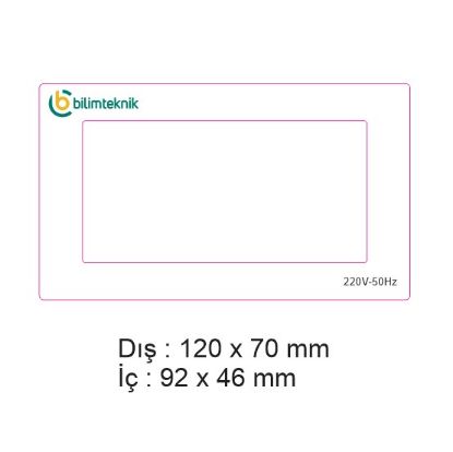 Dış 120 x 70, İç 92 x 46 mm En (mm): 120 Boy (mm): 70 Folyo Türü: PVC Opak Folyo Baskı Türü: EcoSolvent CMYK BASKI resmi