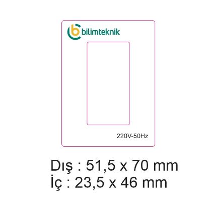 Dış 51,5 x 70, İç 23,5 x 46 mm En (mm): 52 Boy (mm): 70 Folyo Türü: PVC Opak Folyo Baskı Türü: EcoSolvent CMYK BASKI resmi