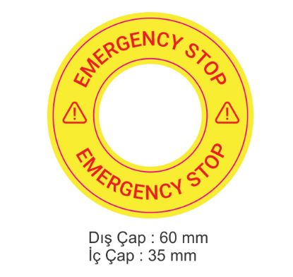 Dış Çap : 60 mm, İç Çap 35 mm Halka Emergency En (mm): 60 Boy (mm): 60 Folyo Türü: PVC Opak Folyo Baskı Türü: EcoSolvent CMYK BASKI resmi